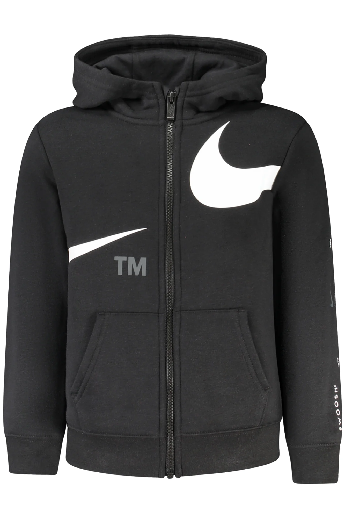 Детски черен суитшърт с цип NIKE